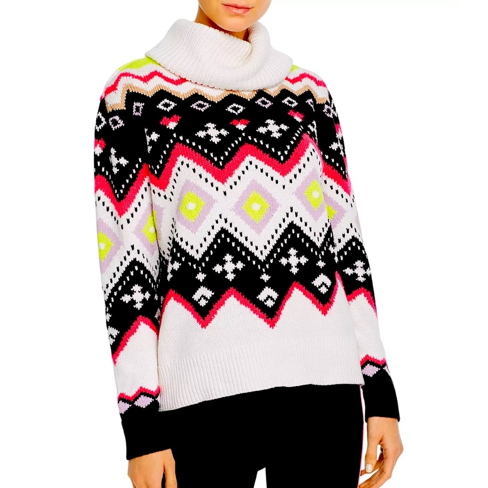 Alice and Olivia Emett Fair Isle Turtleneck wool Sweater